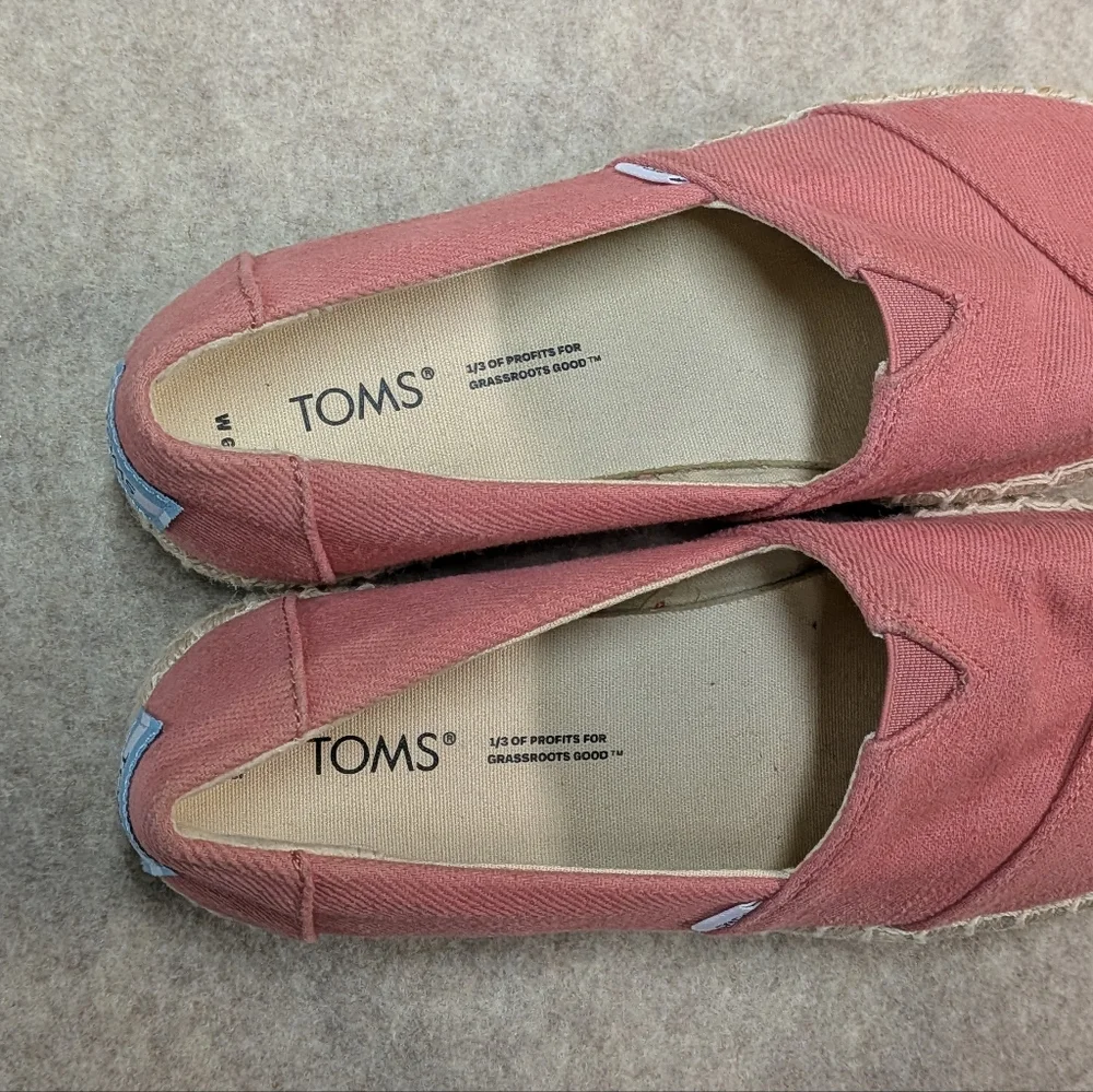 TOMS Women's Coral Canvas Rope Sole Espadrilles Beachy Natural Flats Size 6